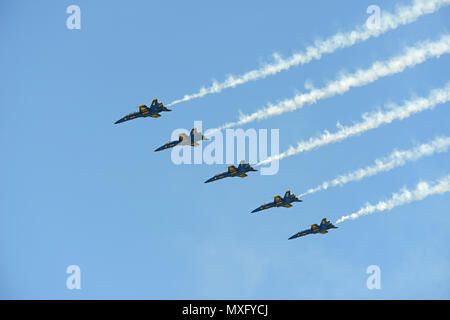 Der Blaue Engel fliegen in Formation während einer Air Show Stockfoto