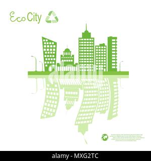 Eco City Vektor. Umweltfreundliche Gehäuse als Alternative zum Leben in der Stadt Stock Vektor