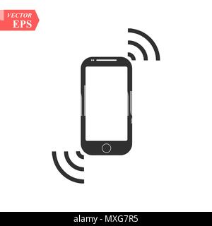 Smartphone Mobiltelefon Klingeln oder Vibrieren Flachbild Symbol für Anwendungen und Webseiten - auf transparentem Hintergrund eps 10 Isoliert Stock Vektor