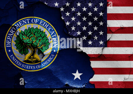 Flaggen der Abteilung für Bildung und USA Stockfoto