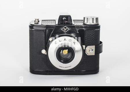 Huettenberg am 20. März - 2018. Agfa Clack Kamera wurde in Deutschland von Agfa 1954 hergestellt - 1965. Stockfoto