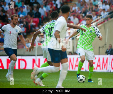 Wembley, Großbritannien. 2. Juni 2018. ENGLAND nahm auf Nigeria, wie sie für die Weltmeisterschaft in diesem Sommer vorbereiten. England gewann das Spiel 2 - 1. Stockfoto