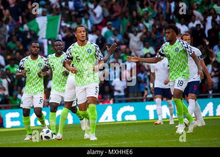 Wembley, Großbritannien. 2. Juni 2018. ENGLAND nahm auf Nigeria, wie sie für die Weltmeisterschaft in diesem Sommer vorbereiten. England gewann das Spiel 2 - 1. Stockfoto