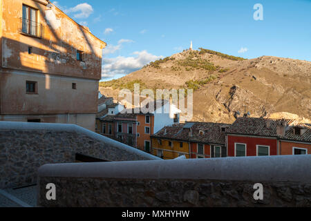 Sagrado Corazón de Jesús en El Cerro del Socorro Desde la Ciudad de Cuenca; España. Stockfoto