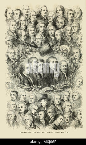 Unterzeichner der Unabhängigkeitserklärung - Juli 4, 1776 Stockfoto