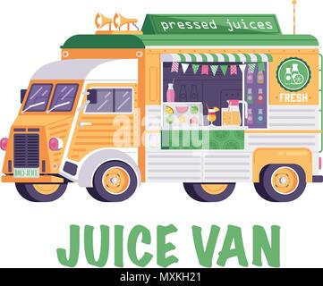 Sommer Saft Lkw verkaufen Obst und Getränke Stock Vektor