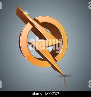 Blitz ealistisch 3d Symbol auf dem grauen Hintergrund Stock Vektor