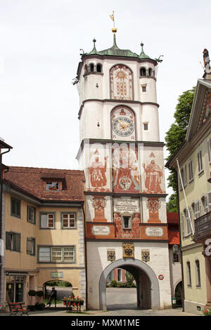 Die Altstadt von Wangen bei Ravensburg Town Gate Schwaben Baden-wuerttemberg Deutschland Europa Stockfoto