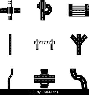 Wayside Symbole gesetzt, einfachen Stil Stock Vektor