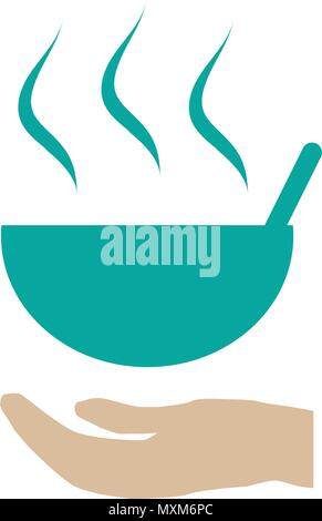 Vector Illustration Design mit Essen für die Armen und Flüchtlinge. Essen Symbol bereitstellen Emblem die Ernährung der Menschen. für Nächstenliebe und freiwilligen Organisationen Stock Vektor