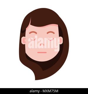 Mädchen Kopf emoji Persönlichkeit Symbol mit Gesichts Emotionen, Avatar, Frau schlafen Gesicht mit unterschiedlichen Emotionen Konzept. Flaches Design. Stock Vektor