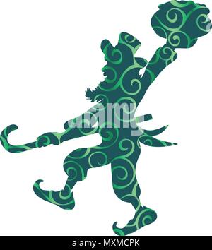 Leprechaun Saint Patrick tradition Urlaub Muster Silhouette Stock Vektor