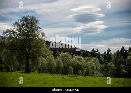 Lenticular Cloud, Sogndal, Sogn og Fjordane, Norwegen Stockfoto