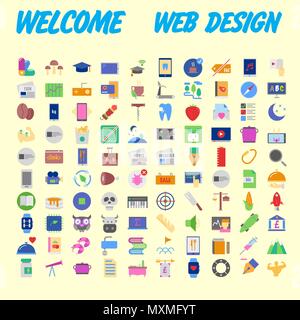 Eingestellt von bunten Icons für Ihr Design. Vector Illustration Stock Vektor