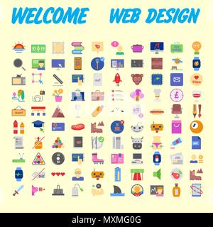 Eingestellt von bunten Icons für Ihr Design. Vector Illustration Stock Vektor