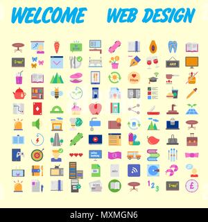 Satz von 100 Hochwertige flache Symbole. Vector Illustration Stock Vektor