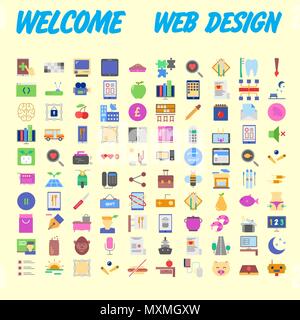 Satz von 100 Hochwertige flache Symbole. Vector Illustration Stock Vektor