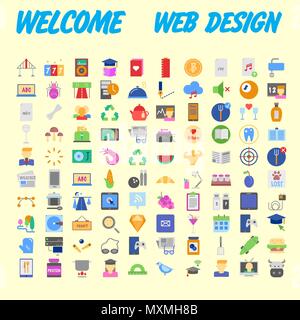 Orange Hintergrund 100 universal Icon Set für web und mobile. Vector Illustration Stock Vektor