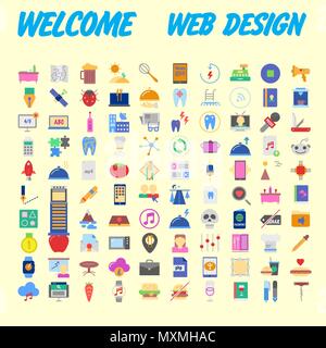 Orange Hintergrund 100 universal Icon Set für web und mobile. Vector Illustration Stock Vektor