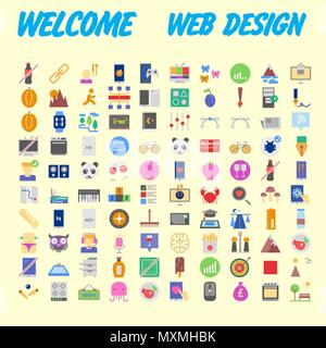 Orange Hintergrund 100 universal Icon Set für web und mobile. Vector Illustration Stock Vektor