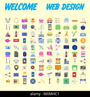 Orange Hintergrund 100 universal Icon Set für web und mobile. Vector Illustration Stock Vektor