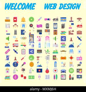 Universal Set von sozialen, technischen, Haushalt Symbole auf dem Hintergrund isoliert. In einem modernen Stil-Design konzipiert. Vector Illustration Stock Vektor