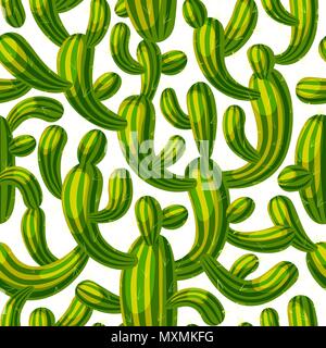Vektor nahtlose Muster mit niedlichen Kaktus. Cartoon sukkulenten Hintergrund ideal für Baby Textil- oder Geschenkpapier. Stock Vektor