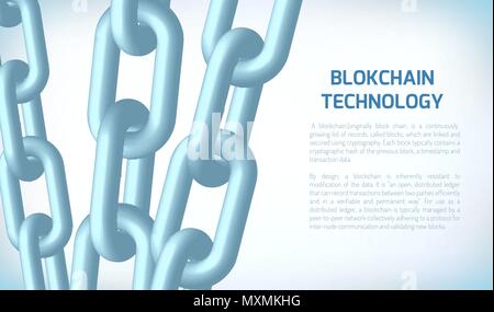 Blockchain Konzept. Block Kette. Crypto Währung. Editierbare cryptocurrency Vorlage. 3D-Drahtmodell Kette mit digitalen Bausteinen. Vektor Illustration. Stock Vektor