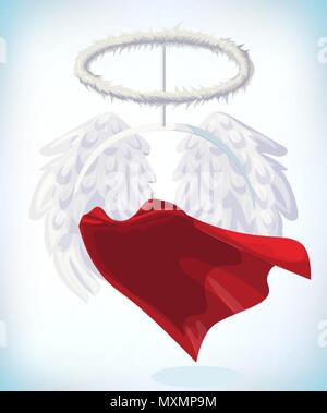 Engel nibm und Flügeln. Maskerade kostüm Kopfschmuck. Karneval oder Halloween Cartoon Vector Illustration Stock Vektor