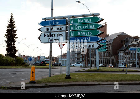 Verkehrszeichen in Lüttich, Belgien Stockfoto