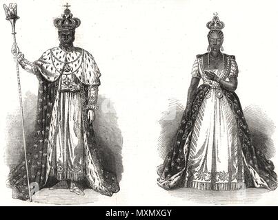 Faustin & Adelina, Kaiser und Kaiserin von Haiti, im Coronation Roben 1856. Die Illustrated London News Stockfoto