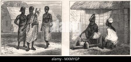 Gold Coast (Ghana) Krieg Ashanti Frieden Boten; Annamaboe Frauen kochen 1873. Die Illustrated London News Stockfoto