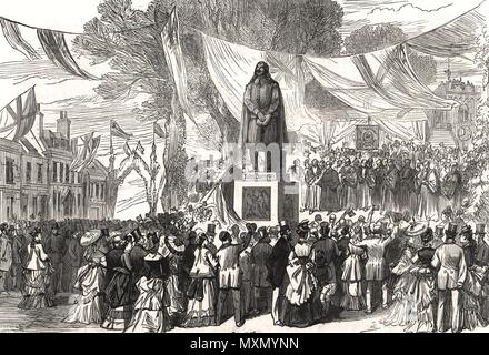 Die Enthüllung der Statue von John Bunyan, in Bedford. Bedfordshire 1874. Die Illustrated London News Stockfoto