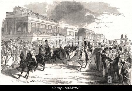 Ascot Rennen - Ankunft der illustren Besucher. Berkshire 1844. Die Illustrated London News Stockfoto