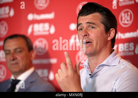 Neuen Fleetwood Stadt manager Joey Barton während der Pressekonferenz in Highbury Stadion, Fleetwood. Stockfoto