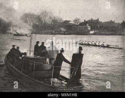 Oxford and Cambridge Boat Race. Ziel in der mortlake. Rudern. London 1895. Die Illustrated London News Stockfoto