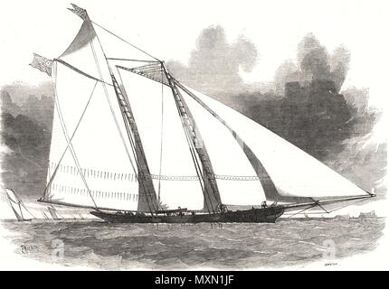 Die schoneryacht 'America'. Die ersten Americas Cup 1851. Die Illustrated London News Stockfoto