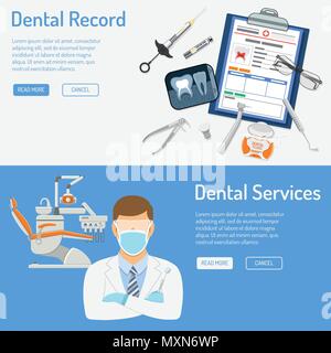 Zahnmedizinische Dienstleistungen horizontale Banner Stock Vektor