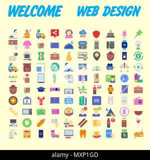 Trendy flache Linie icon Pack für Designer und Entwickler. Symbole für soziale Medien, soziale Netzwerk, Kommunikation, Digital Marketing, für Websites und Mo Stock Vektor