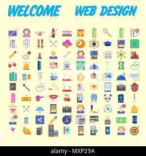 Einfacher Satz von Vektor flache Linie Symbole. Enthält solche Ikonen wie Business, Marketing Shopping Banking E-commerce SEO Technology Medical Education Web Deve Stock Vektor