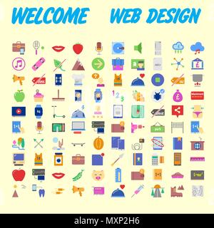 Satz von 100 Flat Style Bildung Symbole, Vector Illustration Stock Vektor