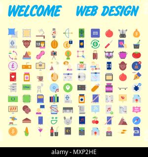 Satz von 100 Flat Style Bildung Symbole, Vector Illustration Stock Vektor