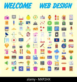 Satz von 100 Flat Style Bildung Symbole, Vector Illustration Stock Vektor