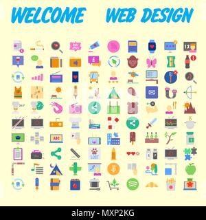 Satz von 100 Flat Style Bildung Symbole, Vector Illustration Stock Vektor