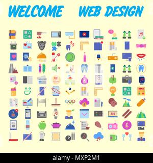 Satz von 100 Flat Style Bildung Symbole, Vector Illustration Stock Vektor
