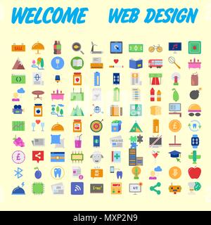Satz von 100 Flat Style Bildung Symbole, Vector Illustration Stock Vektor