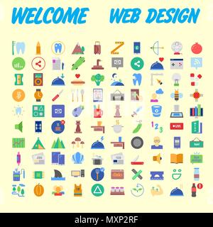 Satz von 100 Flat Style Bildung Symbole, Vector Illustration Stock Vektor