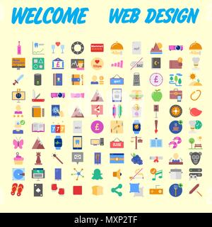 Satz von 100 Flat Style Bildung Symbole, Vector Illustration Stock Vektor