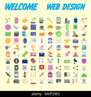 Satz von 100 Flat Style Bildung Symbole, Vector Illustration Stock Vektor