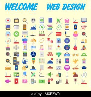 Satz von 100 Flat Style Bildung Symbole, Vector Illustration Stock Vektor